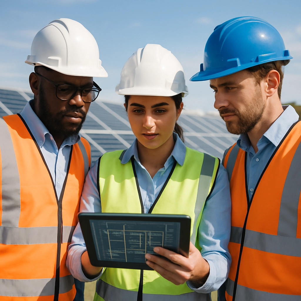 Engineers discussing plans